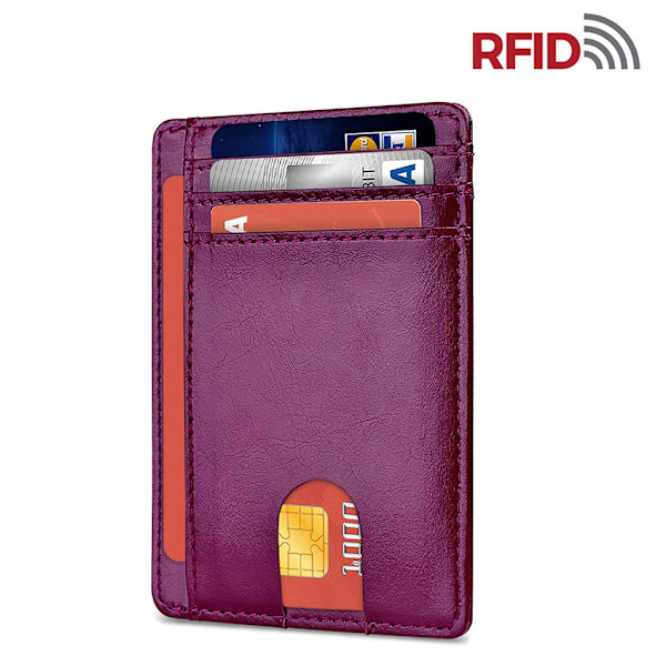 Smal minimalistisk frontficka RFID-blockerande läderplånböcker Present för män kvinnor Black 1