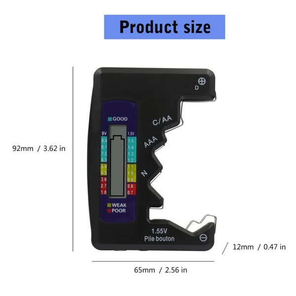 Batteritester Batterimonitor LCD-displaytester Batteritester