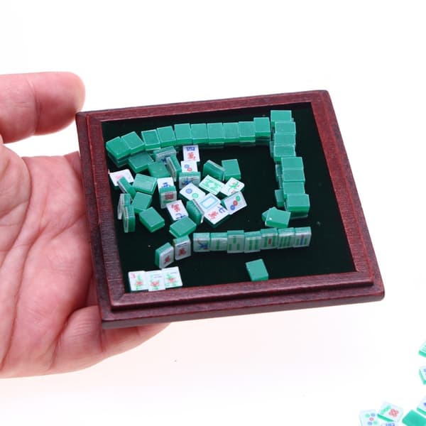 Realistiskt Mahjong Brickset Bord Dockhus Realistisk Mini Storlek Samling