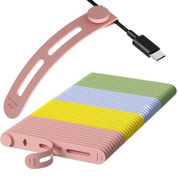 35 stk. resirkulerbar silikonkabelbinder for USB- og lydkabler