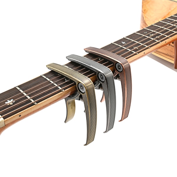 Capo for Gitar, 2 i 1 Sink-legering Tuningsklemme for Elektrisk Gitar Klemmetuner Bronze