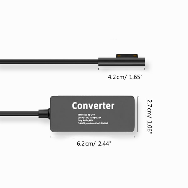 DC15V 65W Typ-C hona till yta hane-adapterkabel för Surface Pro 3/4/5-/6/7/8/X Go 2/3 Laptop 2/3/4 Bok 2/3/4CC Square