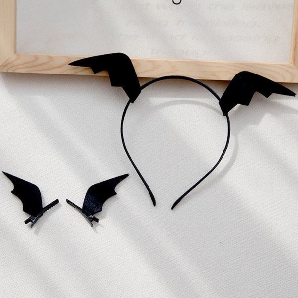 Bat Wing Pannband Hårklämma Set Halloween Huvudbonader Födelsedagsfest Hårrekvisita