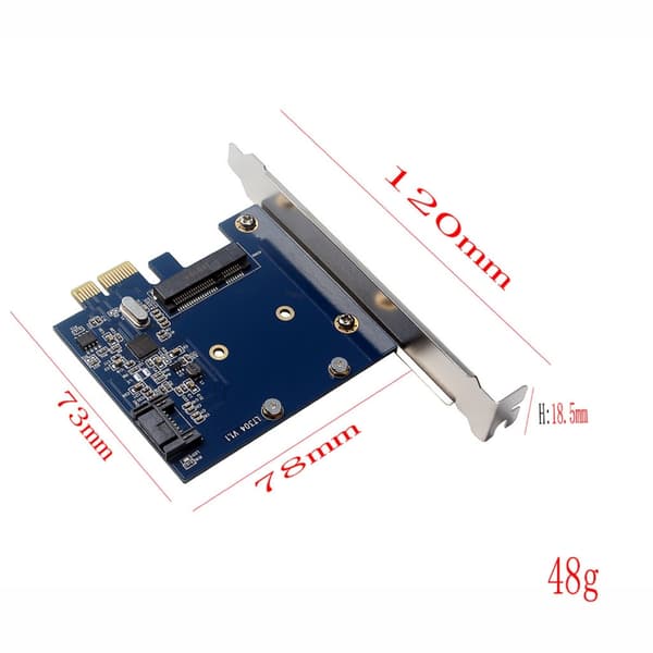 6 Gbps PCIExpress X1 PCIE til MSATA SATA3.0 utvidelseskort for stasjonær PC