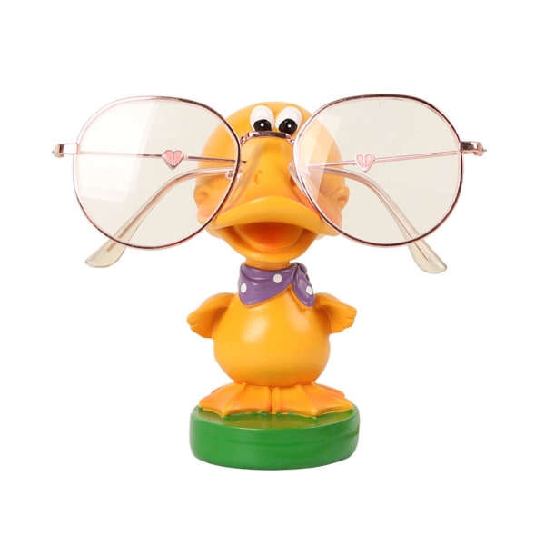Söta Ankfigurer Glasögonhållare Harts Djurstatyer Solglasögon Glasögon Display Stativ Skrivbordsprydnad