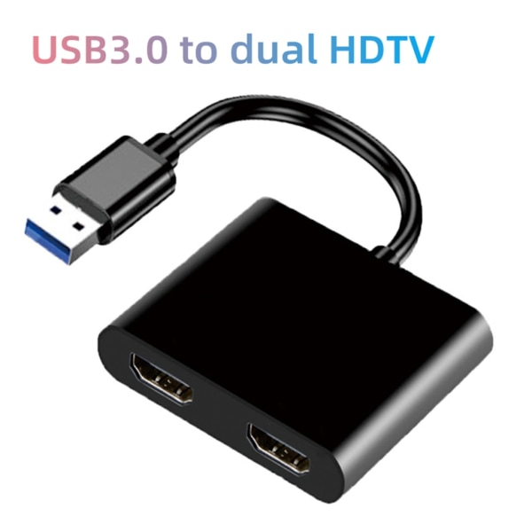 3 i 1 USB Dock Station Hub 5 Gbps Adapter USB 3.0 till Dual HDMI-kompatibel omvandlare för telefon TV Multiport Video Adapter