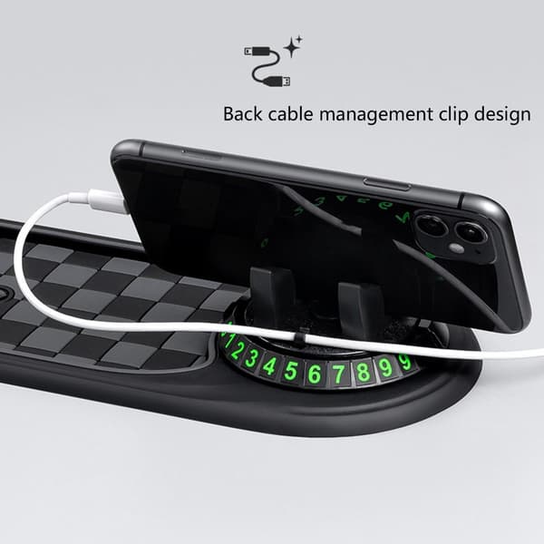ABS Universal Bilmonteringsstativ 360 Antiskli Base Nummerdisplay For Smarttelefoner