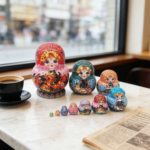 Kunstneriske russiske \"Nesting Dolls\" håndlaget med unike design, 10 lag