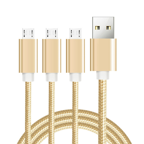 Micro USB Splitter Kabel, USB A hann til 3 Micro USB hann ladekabel, 3 i 1 ladekabel hurtiglading for mobil