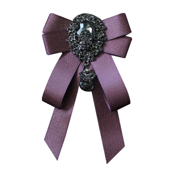 Mode män kvinnor band fluga Formell fest slips för strass kristall brosch nål lyx bröllop justerbar fluga Dark Purple