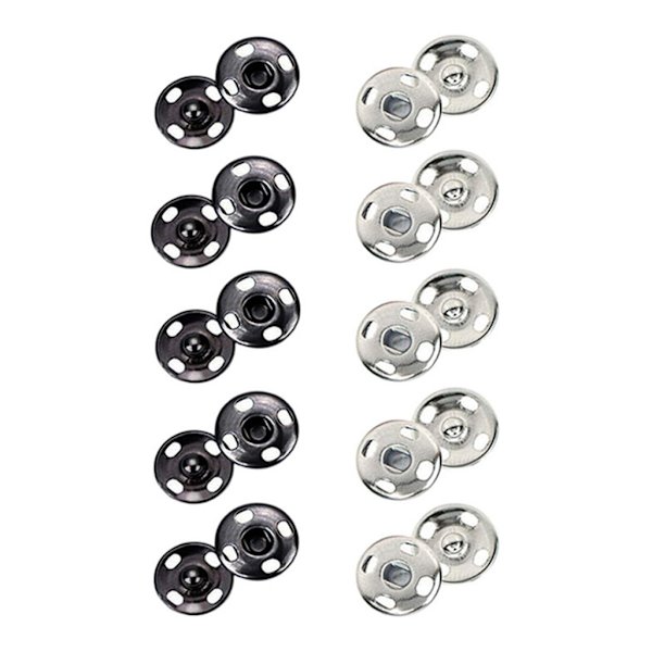 100 sæt 10 mm/12 mm/15 mm/17 mm/8,5 mm påsyede trykknapper Metal trykknapper Tryk på knap til syning af tøj