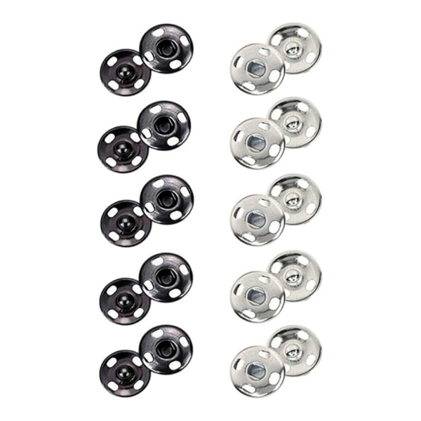 100 sett 10 mm/12 mm/15 mm/17 mm/8,5 mm påsyede trykknapper Metall trykknapper Trykk på knapp for å sy klær