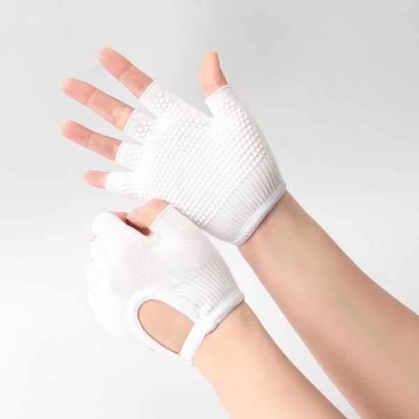 1 par silikon halkfria femfingers fitnessövningshandskar träningshandskar White