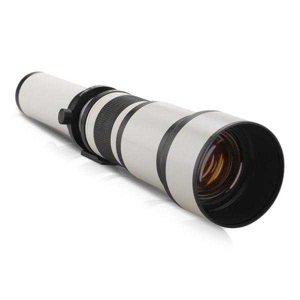 Stor bländare 650-1300 mm F8.0-F16 teleobjektiv med T2-fästeadapter Ring- och linsförvaringsficka för DSLR-kameror null - FOR Canon White