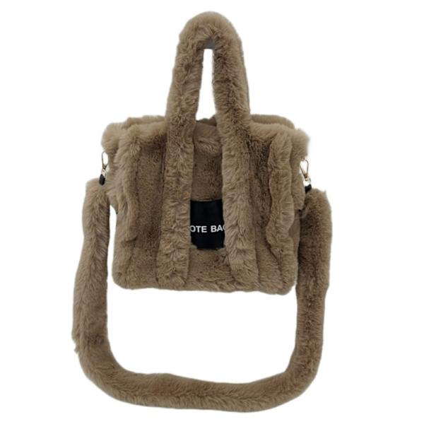 Damväskor Höst Vinter Axelväska Plysch Messenger Bag Top Handväska Handväska Khaki