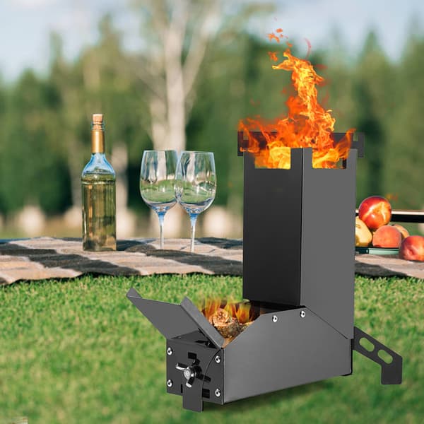 Bärbart hopfällbart vedspis för camping, picknick, vandring, matlagning och grillning
