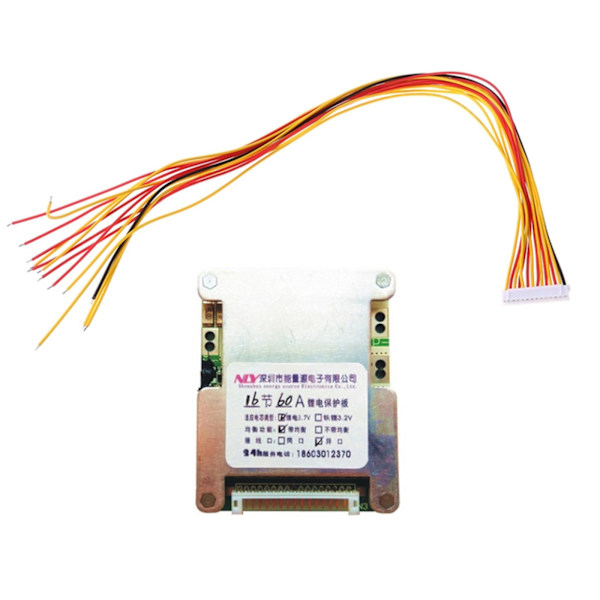 Päivitä akku suojalevylle 16S 60V 60A Li-ion Cell akku suojaukseen BMS-PCB-levy tasapainotoiminnolla