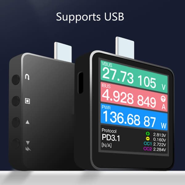 KM003C Lader USB C PD3.1 Protokoll 50V 6A Områder USB C Kapasitetstester