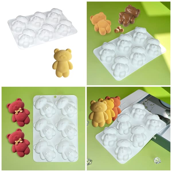 Flexibel Silikonmousse Kakform Nonstick Bakform för Björnformade Godbitar