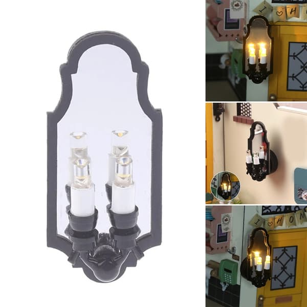 Dukkehuse LED Væglampe med 2 Lamper 1/12 Skala Miniature Sconce Model Figur