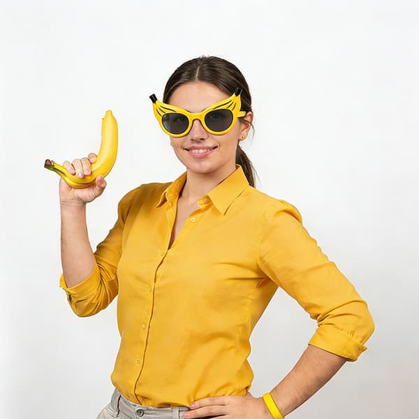Merkelige bananformede brillerammer for utkledning og rollespill