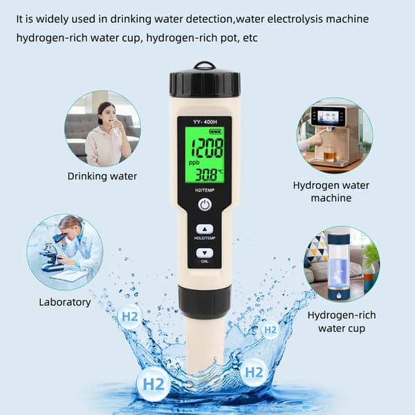 Højpræcisions H2 Måler Digitalt Hydrogenmeter med Data Hold til Akvarier