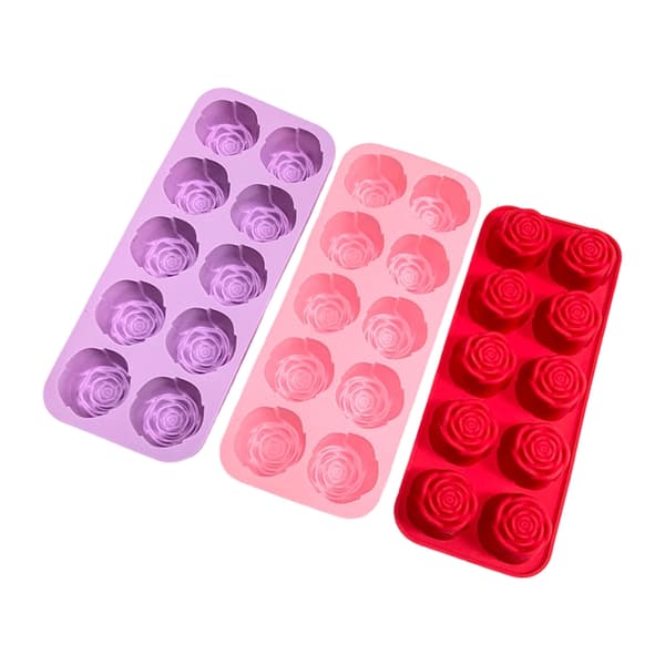 3 st rosformade silikonformar för DIY-choklad, isbitar och baktillbehör