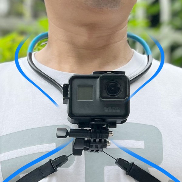Hals Selfie Hållare för telefon Bröst Skulderstöd Vinkel, Video Vlogg Halsband Lanyard Sele Body Strap Mount Black