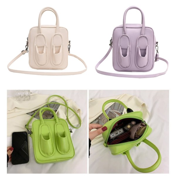 Dame PU skuldertaske Cute Slippers Crossbody taske Lille håndtaske Messenger Bag Beige
