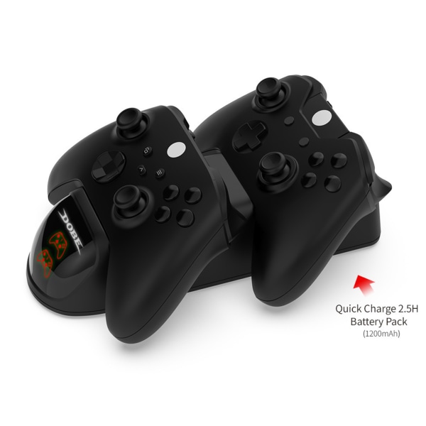 Kontrollladdare för Xbox One One X One S-kontroller Dual Dock Laddstation med 2 uppladdningsbara batterier