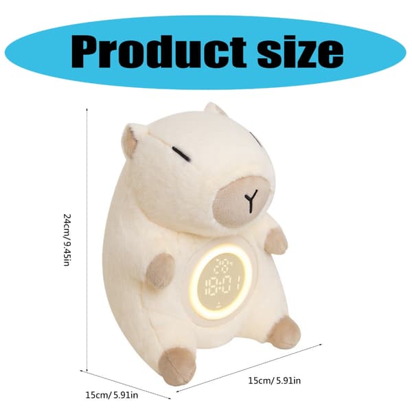 Capybaras Børnevækkeur, Polyester USB Genopladelig, Dæmpbar