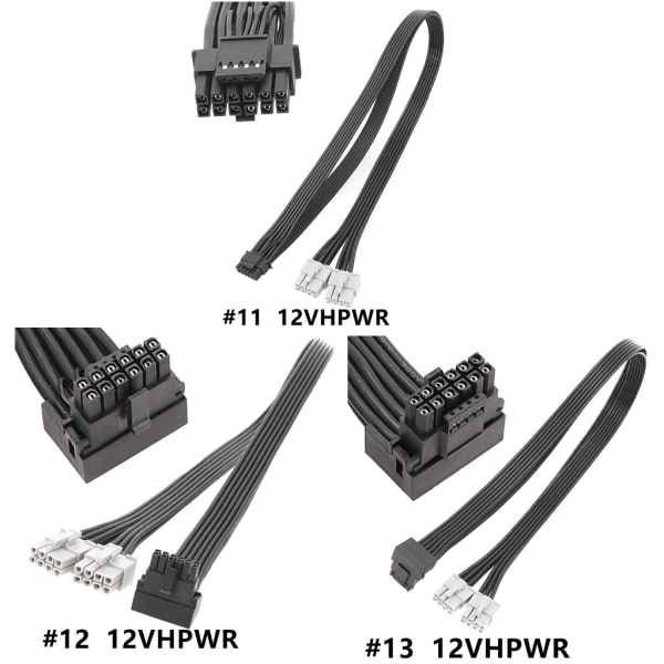 12VHPWR modulär kabel 12PIN power till två 8PIN hanspeltsladd null - A