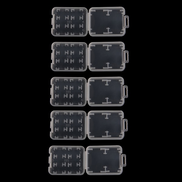 5 st Plast Transparent Standard SD SDHC-minneskort för förvaring av case