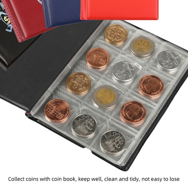 Kolikkokokoelma Albumi 120 Pocket Coin Storage Album Kolikkokokoelmakirja Black - 5