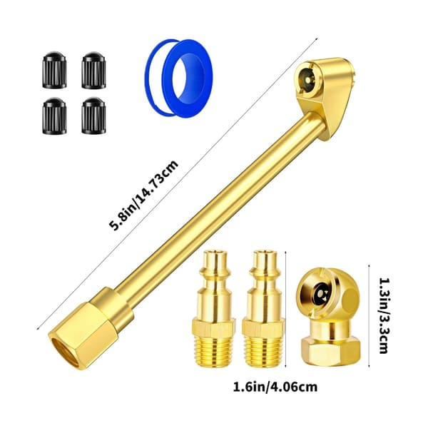 9 stk. messing luftchuck-koblinger med 1/4NPT utvendig gjenge for dekkpumpe