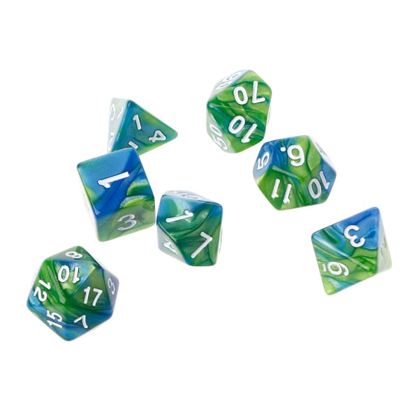 7 stk/sett akryl polyhedral terning for TRPG brettspill D4-D20 6