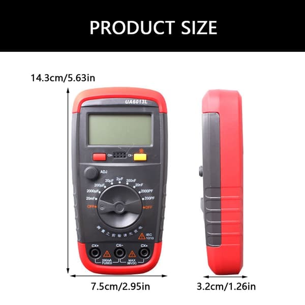Digital kapacitansmåler 1999 tæller lommeformat kondensatortester LCD-display