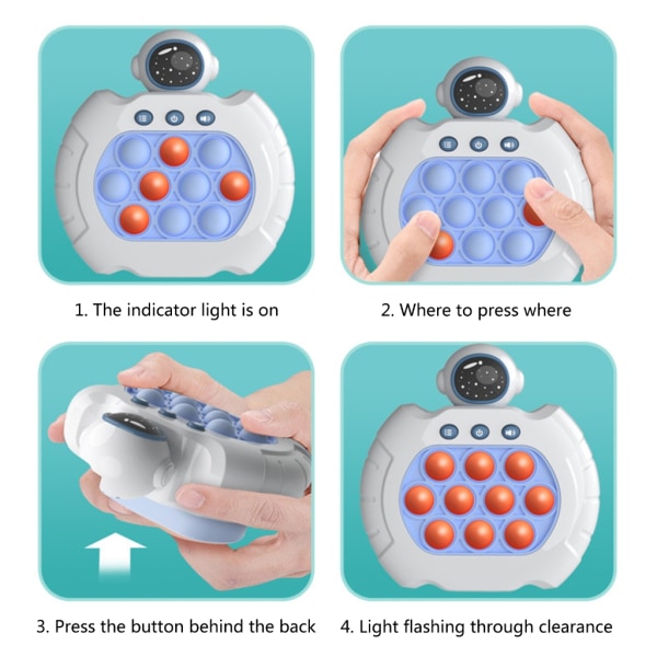 Sensory Bubble Push Game Handhållen stress relief med upplysta snabbpressbubblafunktioner för barn och vuxna null - A