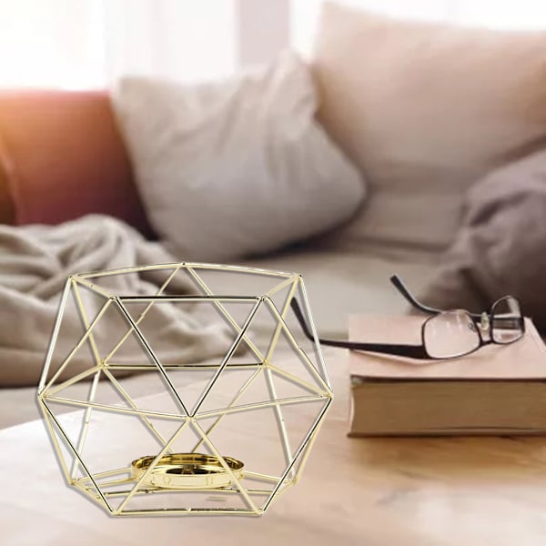 Tealight- och pelarljushållare i metall, geometrisk, modern dekoration för bord