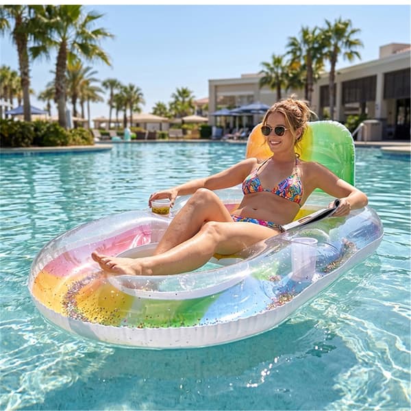 Glitrende PVC-solbade-flydemadrasser til poolfester, strandferieafslapning