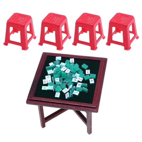 Realistiskt Mahjong Brickset Bord Dockhus Realistisk Mini Storlek Samling