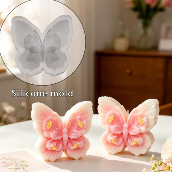 3D Blomsterudskæring Sommerfugleform Silikoneforme til Håndlavet Lys og Sæbe