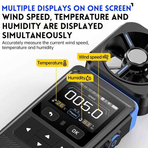 Vindhastighetsmätare i fickformat Digital Anemometer LCD Vindmätare