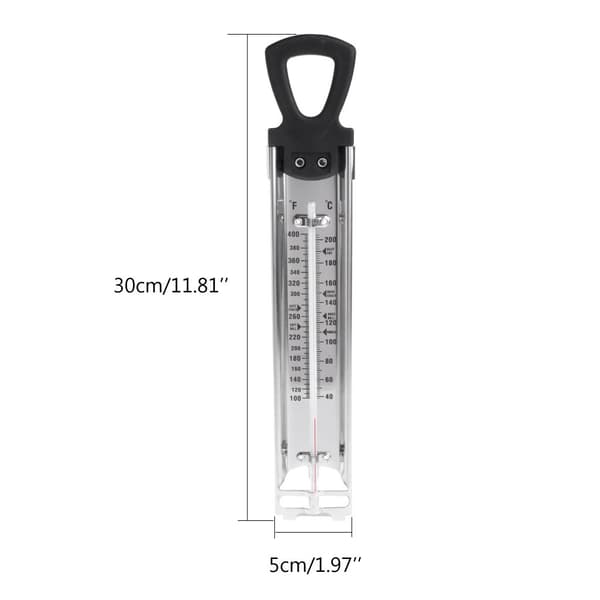 Madlavningstermometer i rustfrit stål, sliktermometer med hængekrog