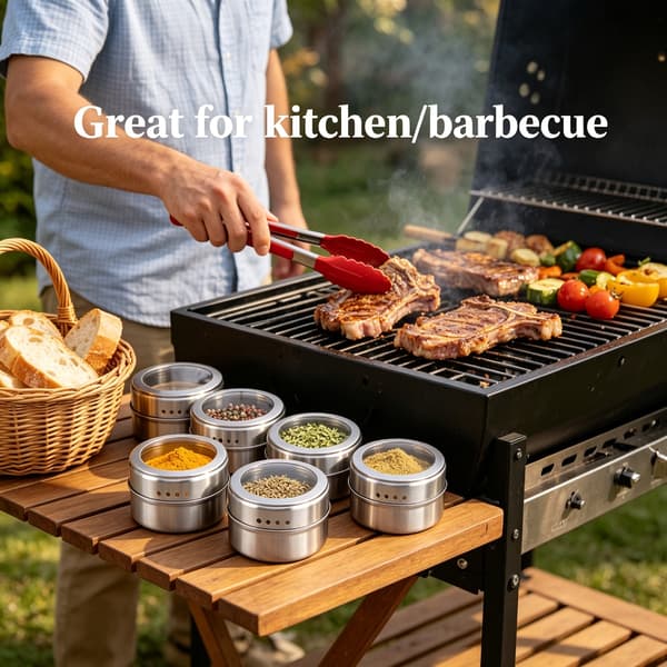 Rundt krydderibøttesæt til måltidsservering og grillbrug