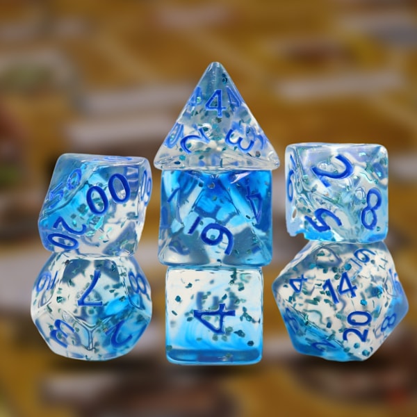 7 stk. Flersidet Akryl Terninger Polyhedral Terninger Dobbelt Farve Spil Terninger Flash yellow