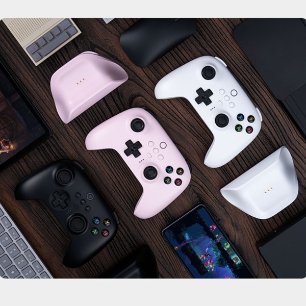 2,4G Gaming Fjärrkontroll med Laddningsdocka Station 2,4G-mottagare för Wind10 11-Android 15H speltid Gamepad Pink