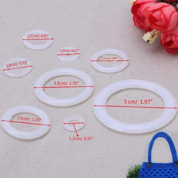 DIY Hæklet Ring Cirkel Krog Plast Håndværktøj Tilbehør til Håndtaske Bil til Se