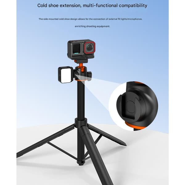 Bærbart magnetisk selfiestangstativ for 2, forlenges fra 33 cm til 140 cm