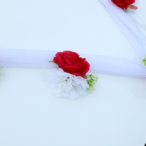 Tålig Röd Tygros Bilutsmyckning Bröllopsfest Blomsterarrangemang